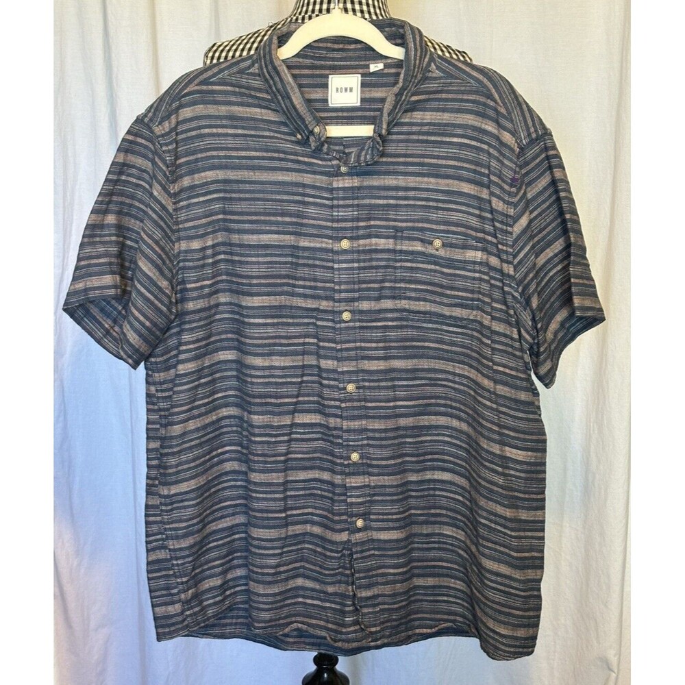 ROWM Shirt Men’s Large Button Down Short Sleeve Dress Shirt Multicolor XL